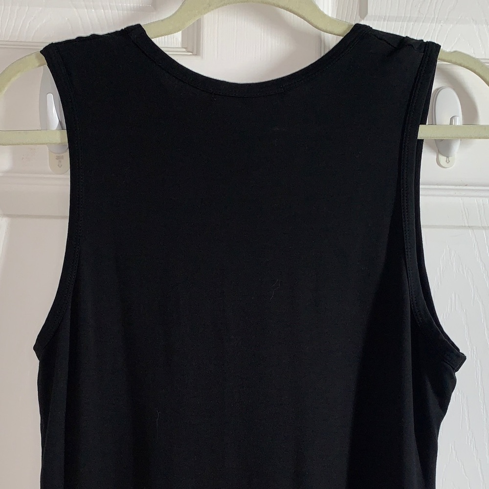 Quince Tencel Jersey Black Sleeveless Maxi Dress with side slit - Picture 8 of 9